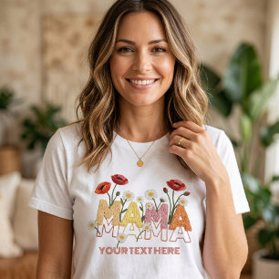 Mama Floral Mother's Day Custom Name Poppy & Daisy Tri-Blend Shirt