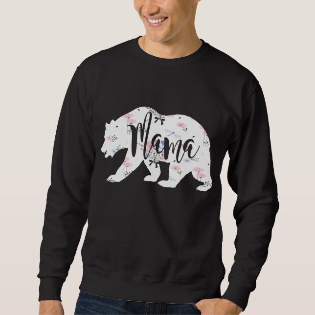 Mama Floral Mum Bear Cute Gift Sweatshirt (Front)