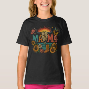 Mama Flower Embroidery Design Cowgirl Boho Mom T-Shirt