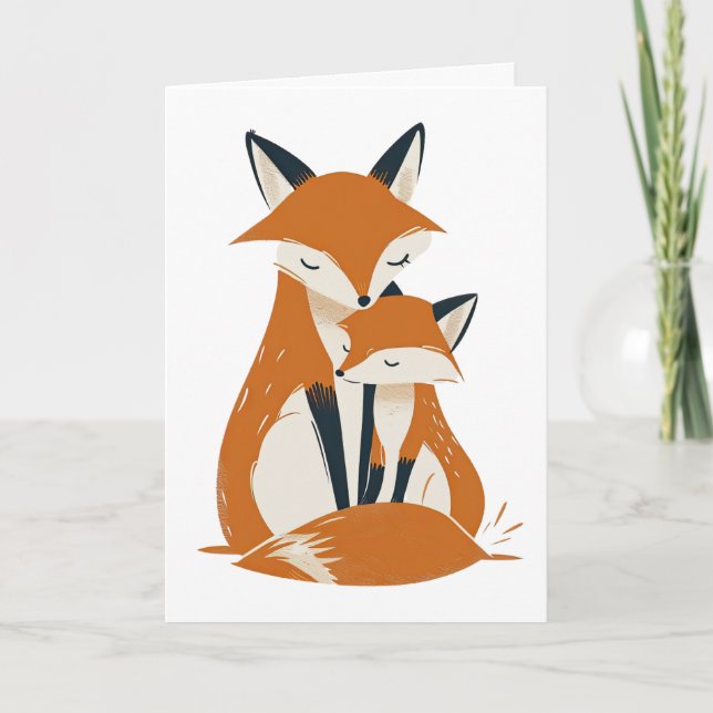 Mama Fox& Pup Woodland Mother's Day Photo  Card (Front)