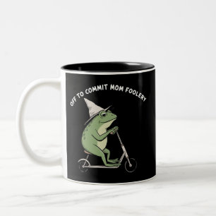 Mama Frog Off to Commit Mum Foolery Scooter Gift Two-Tone Coffee Mug