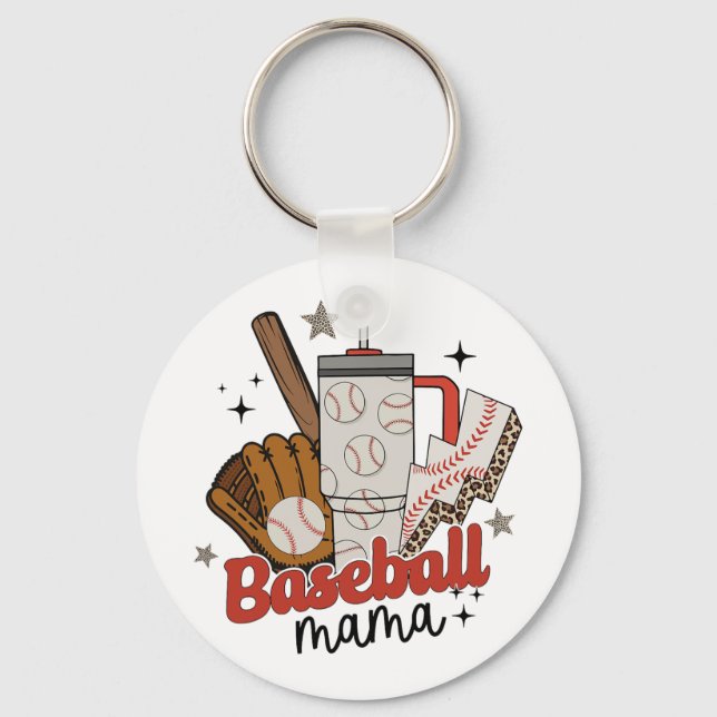Mama Game Day Vibes Mothers Day Women Baseball Mum Key Ring (Front)