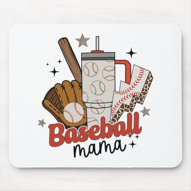 Mama Game Day Vibes Mothers Day Women Baseball Mum Mouse Pad (Front)