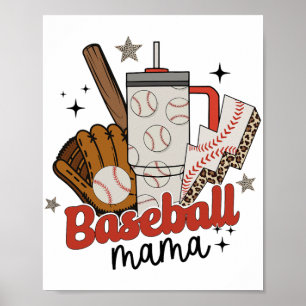 Mama Game Day Vibes Mothers Day Women Baseball Mum Poster