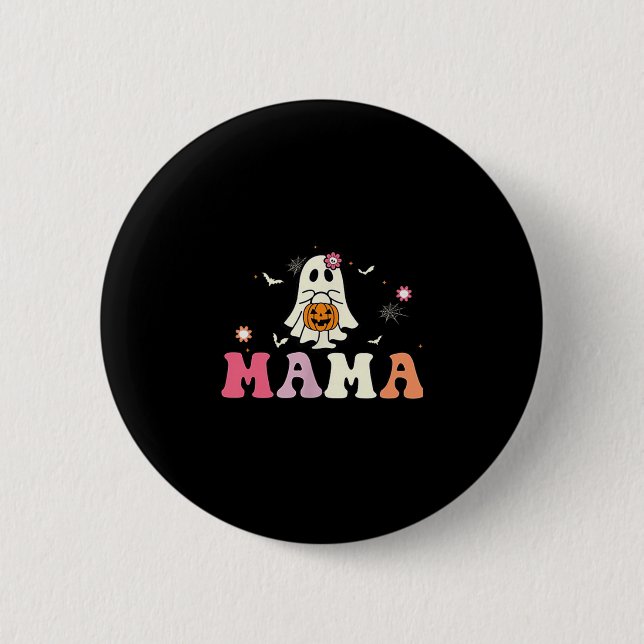 Mama Ghost Boo One Soky Mama First Halloween Birth 6 Cm Round Badge (Front)