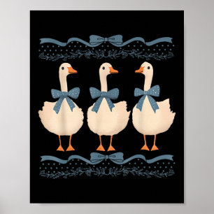 Mama Goose With Baby Geese Vintage Blue Ribbon Goo Poster