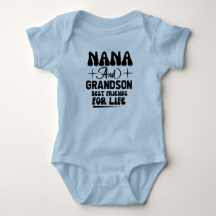 Mama Grandson best Friends life word art Baby Bodysuit