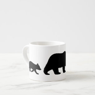 Mama Grizzly Bear with Cubs Silhouettes   Wildlife Espresso Cup