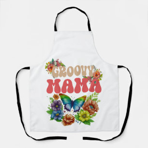 Mama Groovy Floral, Hippie Colourful Mum Apron