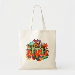 Mama Groovy Floral, Retro Mothers Day Tote Bag