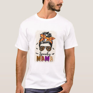Mama Halloween Messy Bun T-Shirt