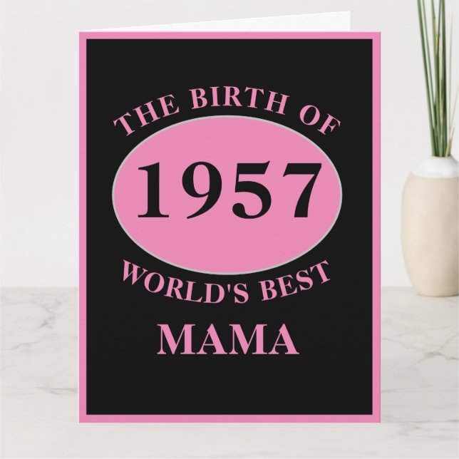 Mama Happy Birthday Monogram Name Year Pink Large Card (Front)