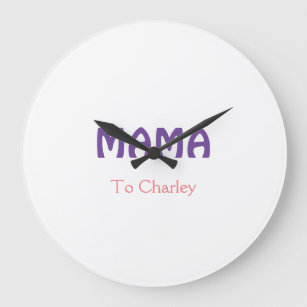 Mama happy mothers retro purple add name text vint large clock