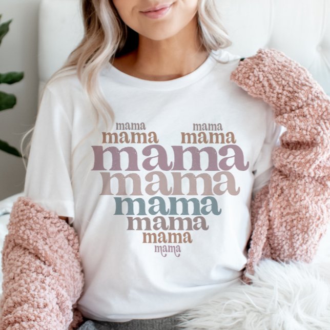 Mama Heart Stacked Word Art Retro T-Shirt (Creator Uploaded)