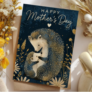 Mama Hedgehog with Her Baby Woodland Mother's Day Holiday Card