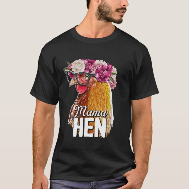 Mama Hen Floral Rhode Island Red Chicken Farmer Gi T-Shirt (Front)