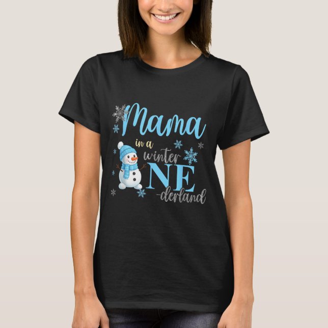 Mama In A Winter Onederland Birthday Boy Girl Cute T-Shirt (Front)
