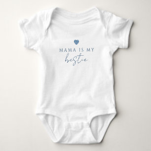Mama Is My Bestie Blue New Baby Heart Baby Bodysuit