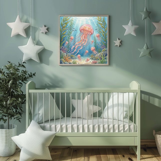 Mama Jellyfish and Babies Nursery Poster (Creator Uploaded)
