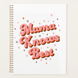 Mama Knows Best Pink Brown Sweet Retro Lettering Planner