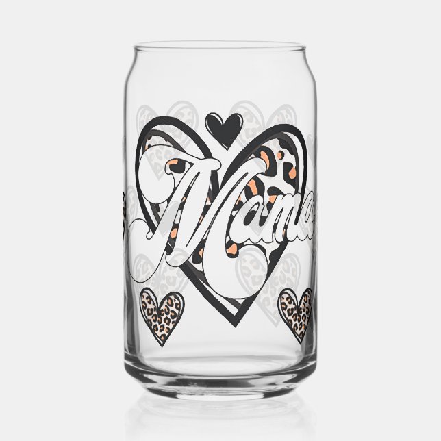 Mama leopard print can glass (Left)
