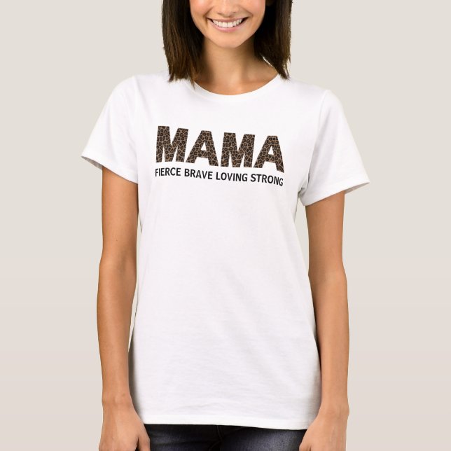 MAMA Leopard Print Personalised Text White T-shirt (Front)