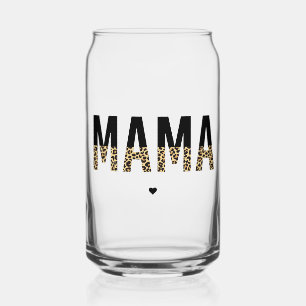 Mama Leopard print Typography Mum Gifts Can Glass