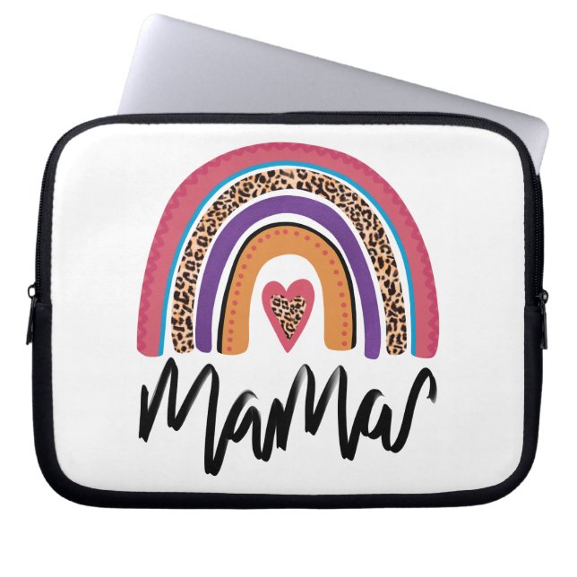 Mama Leopard Rainbow Laptop Sleeve (Front)