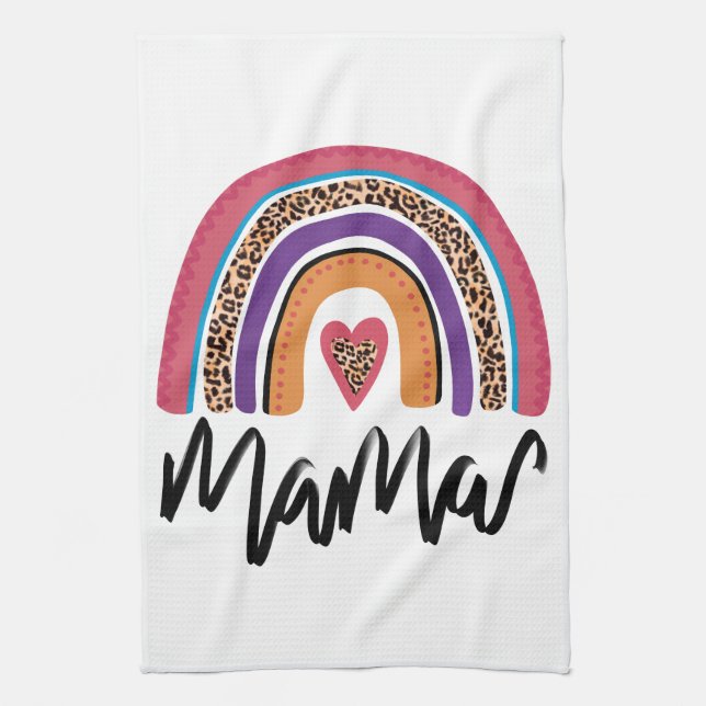 Mama Leopard Rainbow Tea Towel (Vertical)