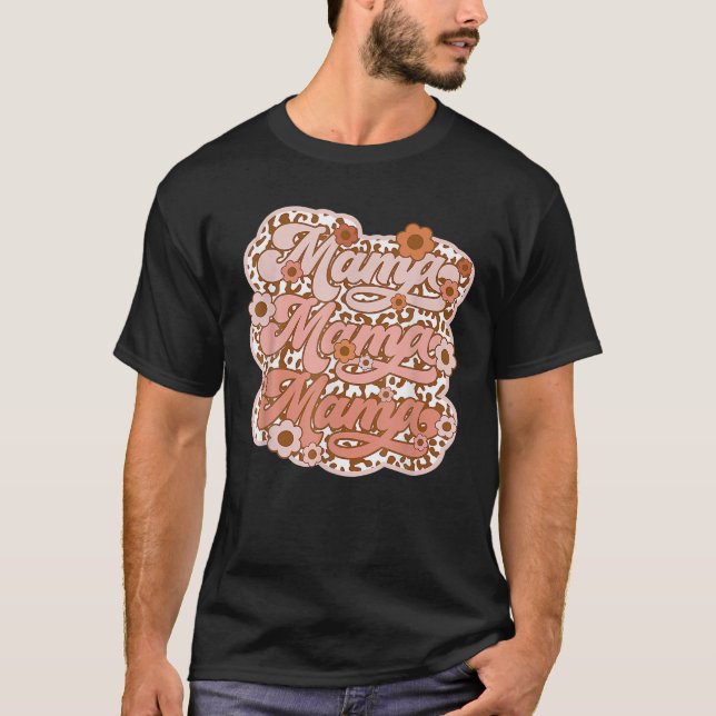 MAMA Leopard Skull Boho Rocker Mum T-Shirt (Front)