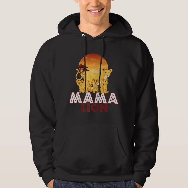 Mama Lion Big Cat Family Mother Children Hoodie (Front)