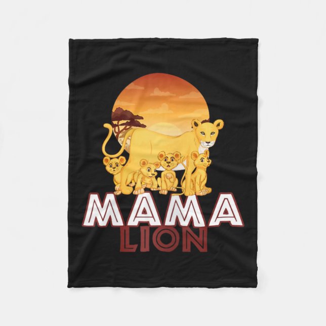 Mama Lion - Big Cat Family Mother Children Tee  Fleece Blanket (Front)