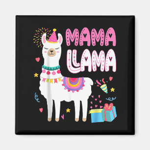 Mama llama mum of the birthday llama birthday magnet