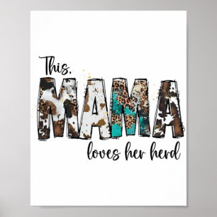 Mama Loves Her Herd Leopard Cowhide For Women Moth Poster