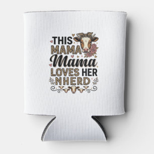 Mama Loves Her Herd Vintage Cow Mum Shirt Design_1 Can Cooler