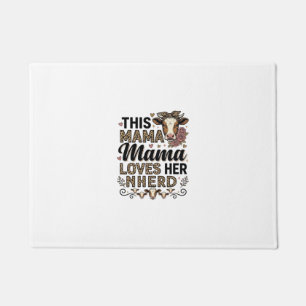 Mama Loves Her Herd Vintage Cow Mum Shirt Design_1 Doormat