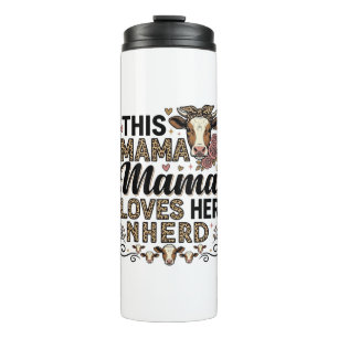 Mama Loves Her Herd Vintage Cow Mum Shirt Design_1 Thermal Tumbler