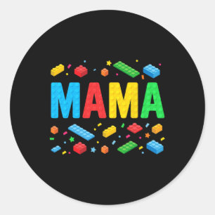 Mama Master Builder Building Bricks Blocks Funny M Classic Round Sticker