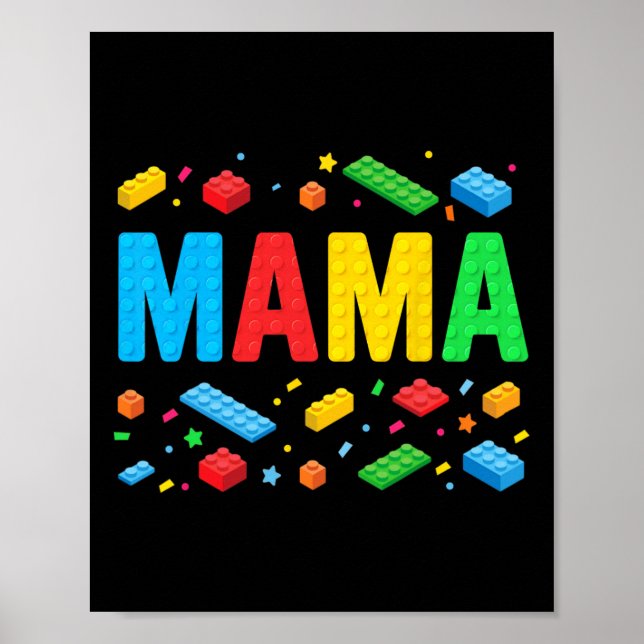 Mama Master Builder Building Bricks Blocks Funny M Poster (Front)