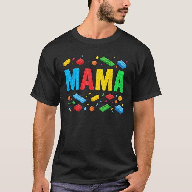 Mama Master Builder Building Bricks Blocks Funny M T-Shirt (Front)