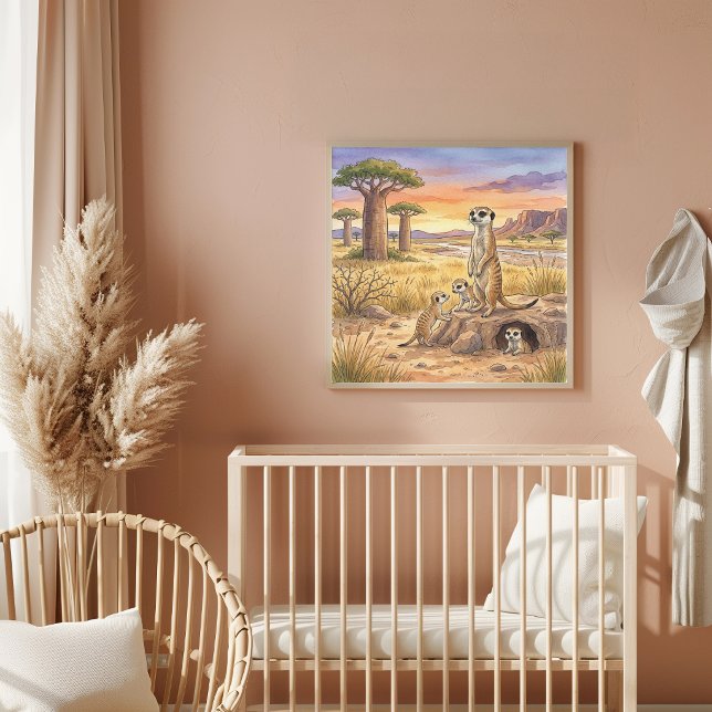 Mama Meerkat and Pups Nursery Poster (Creator Uploaded)