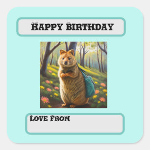 Mama Meerkat Birthday Shopping, Birthday Square Sticker