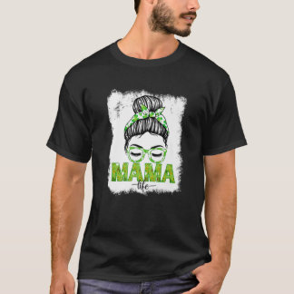 Mama Messy Bun Funny St Patrick's Day Irish Lucky T-Shirt