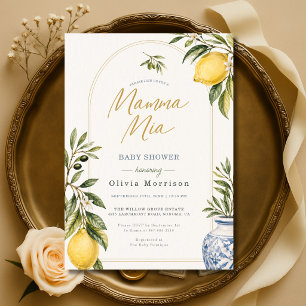 Mama Mia Italian Watercolor Baby Shower Invitation