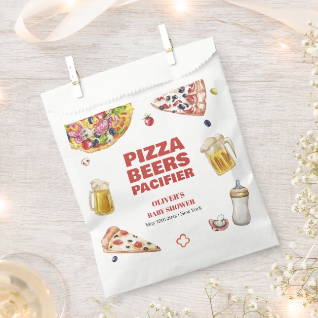 Mama Mia Pizza Beer Pacifier Baby Shower Favour Bags (Clipped)