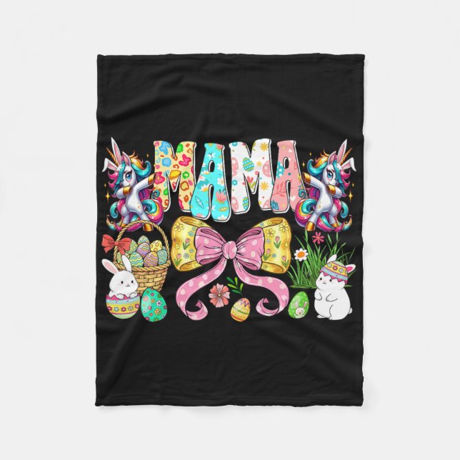 Mama Mini Easter Matching Mama Bunny Easter Day  Fleece Blanket (Front)