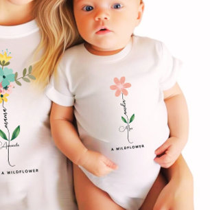 Mama mini matching Custom Wildflower Baby Bodysuit