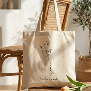 Mama   Minimal Chic Script and Flower Tote Bag 