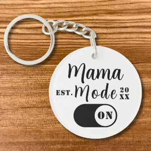Mama Mode ON Keepsake, Est Year Custom Mum Key Ring