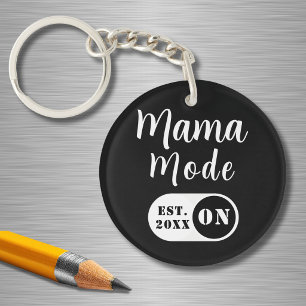 Mama Mode ON, Year Est , Black Custom Mum Key Ring